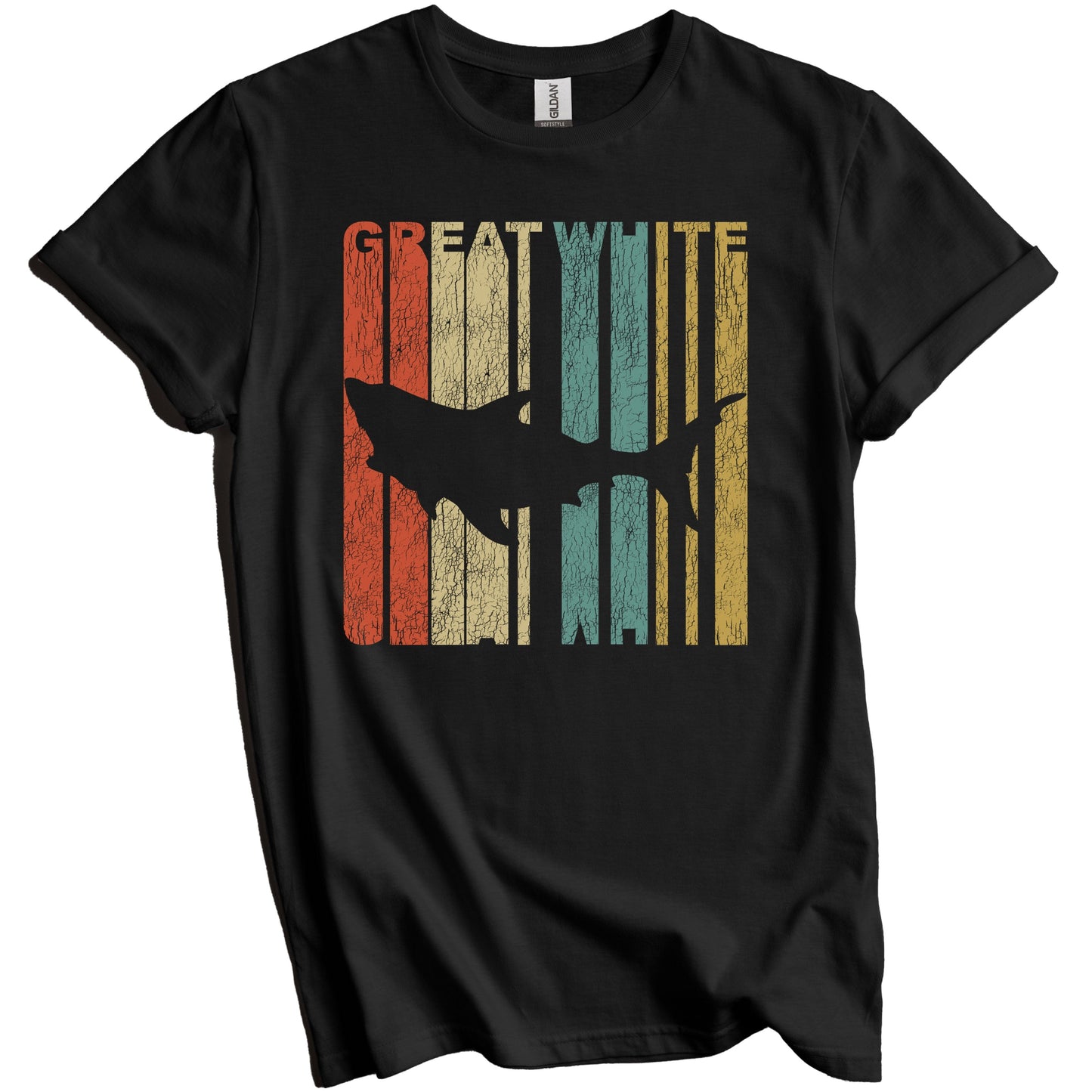 Retro Great White Shark Distressed Vintage Shark T-Shirt