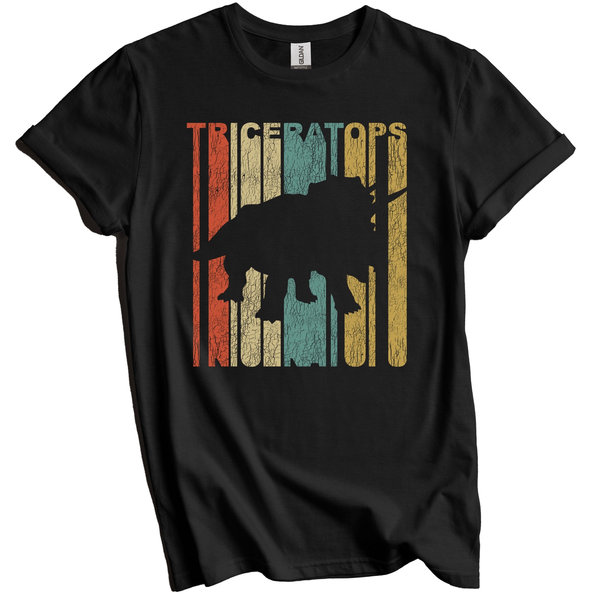 Retro Triceratops Distressed Vintage Dinosaur T-Shirt