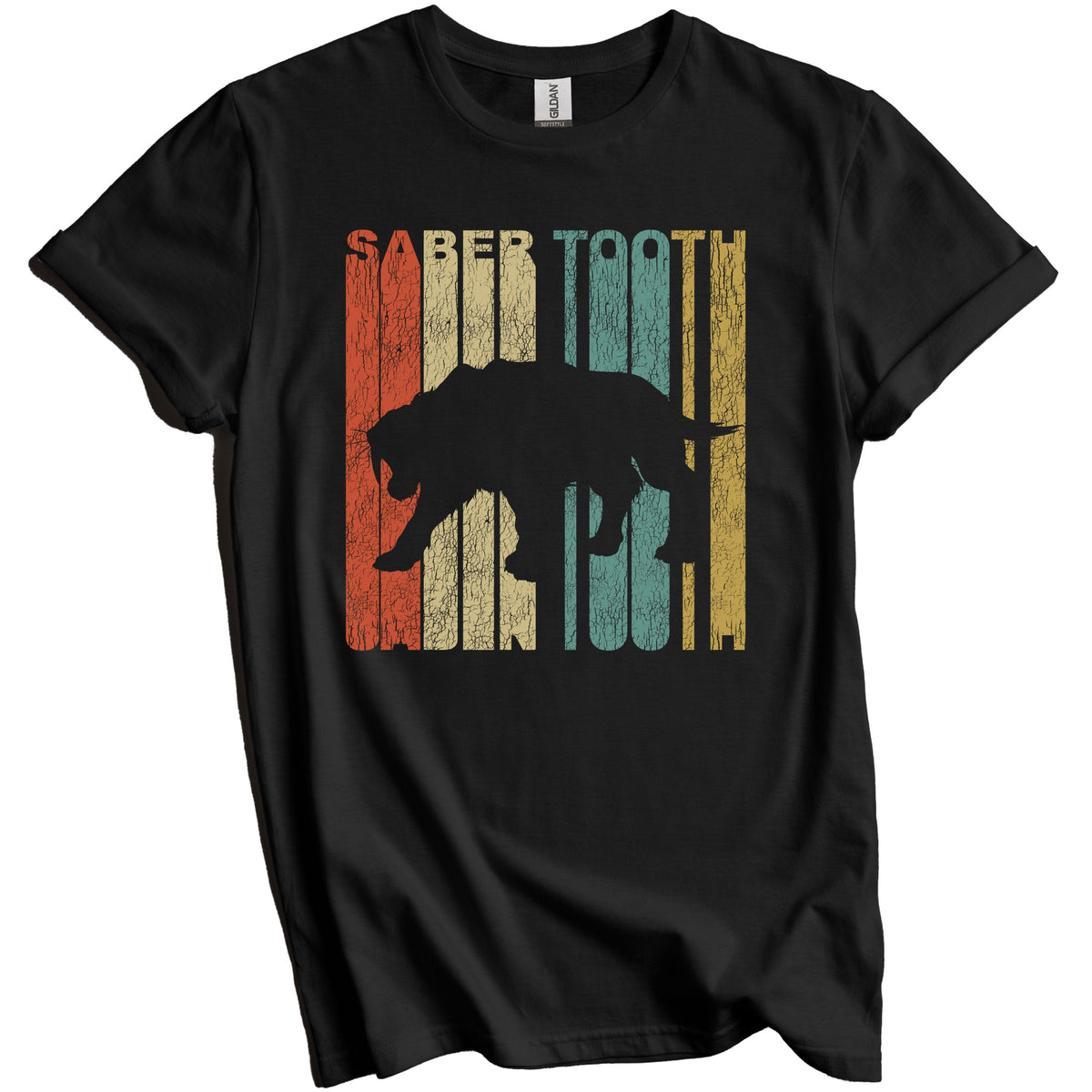 Retro Saber Tooth Tiger Distressed Vintage Smilodon T-Shirt