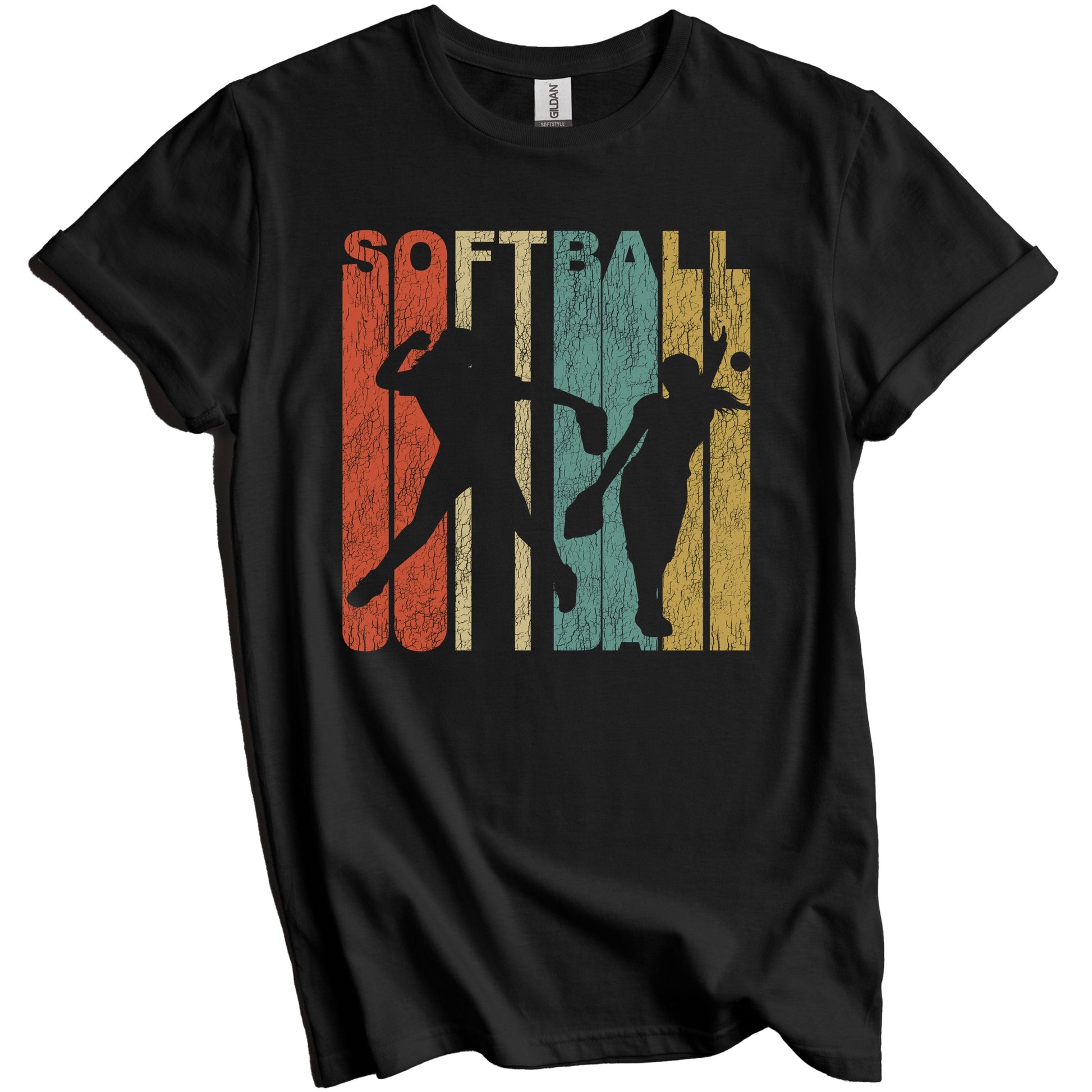 Retro Softball Distressed Vintage Girls Sports T-Shirt