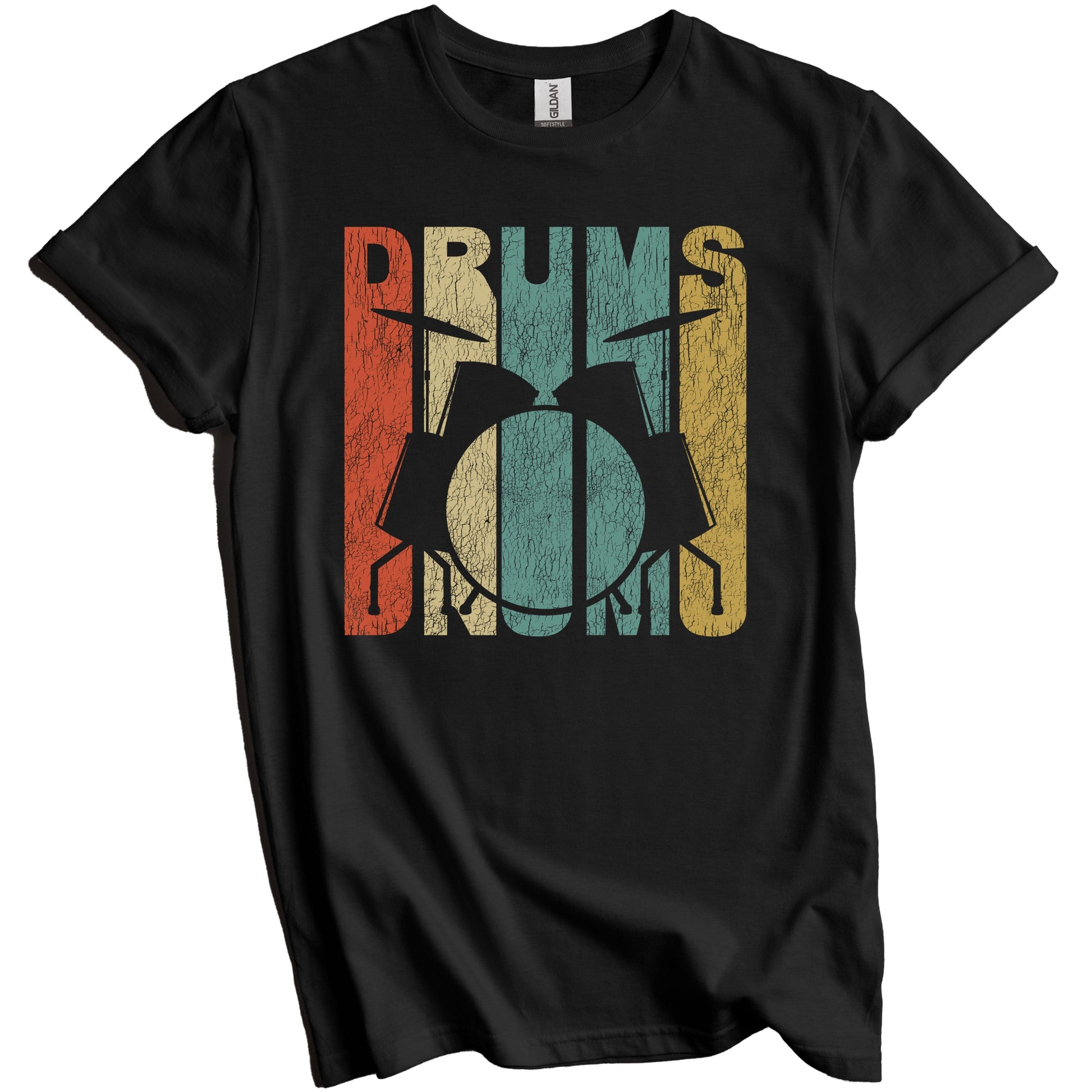 Retro Drums Distressed Drummer Vintage Music T-Shirt