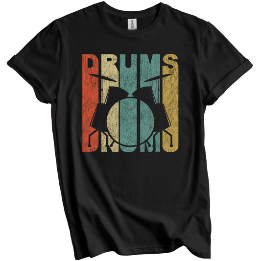 Retro Drums Distressed Drummer Vintage Music T-Shirt