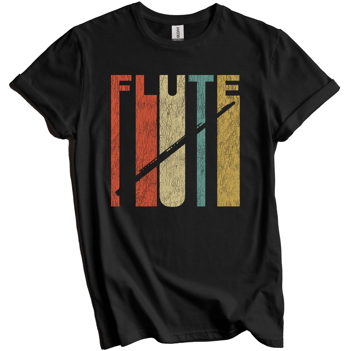 Retro Flute Distressed Flautist Vintage Music T-Shirt