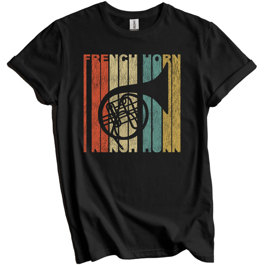 Retro French Horn Distressed Musician Vintage Music T-Shirt
