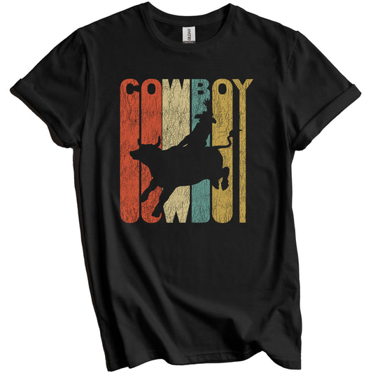 Retro Cowboy Distressed Bull Rider Vintage Bull Riding T-Shirt