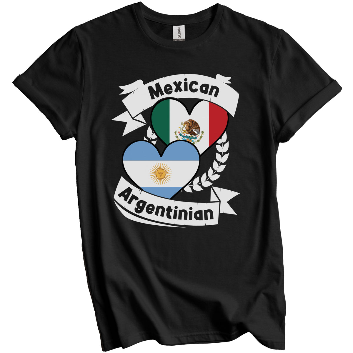Mexican Argentinian Heart Flags Mexico Argentina T-Shirt