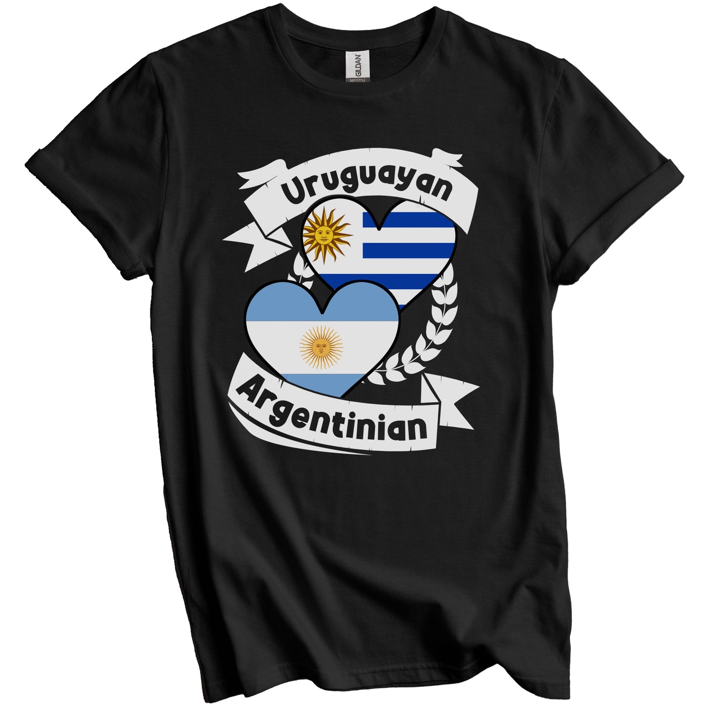 Uruguayan Argentinian Heart Flags Uruguay Argentina T-Shirt