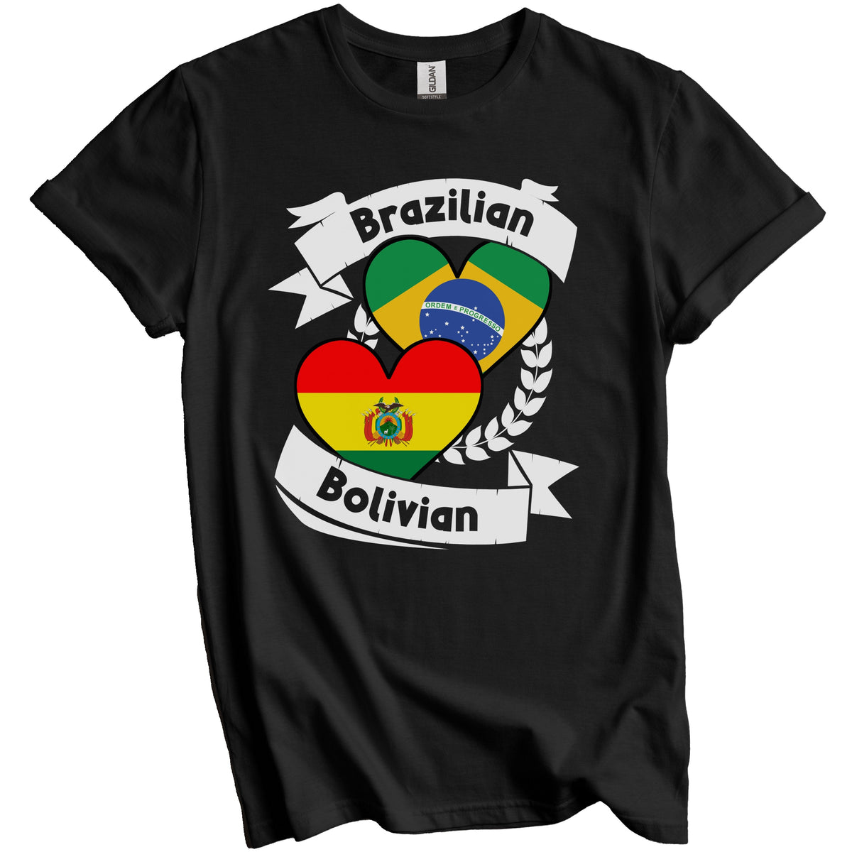 Brazilian Bolivian Heart Flags Brazil Bolivia T-Shirt