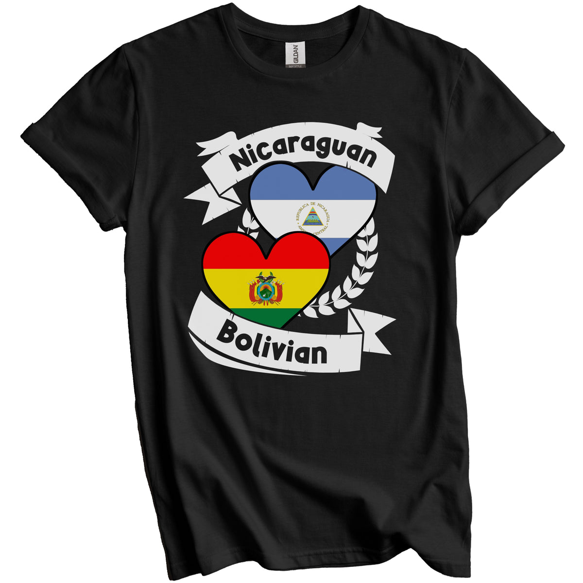 Nicaraguan Bolivian Heart Flags Nicaragua Bolivia T-Shirt