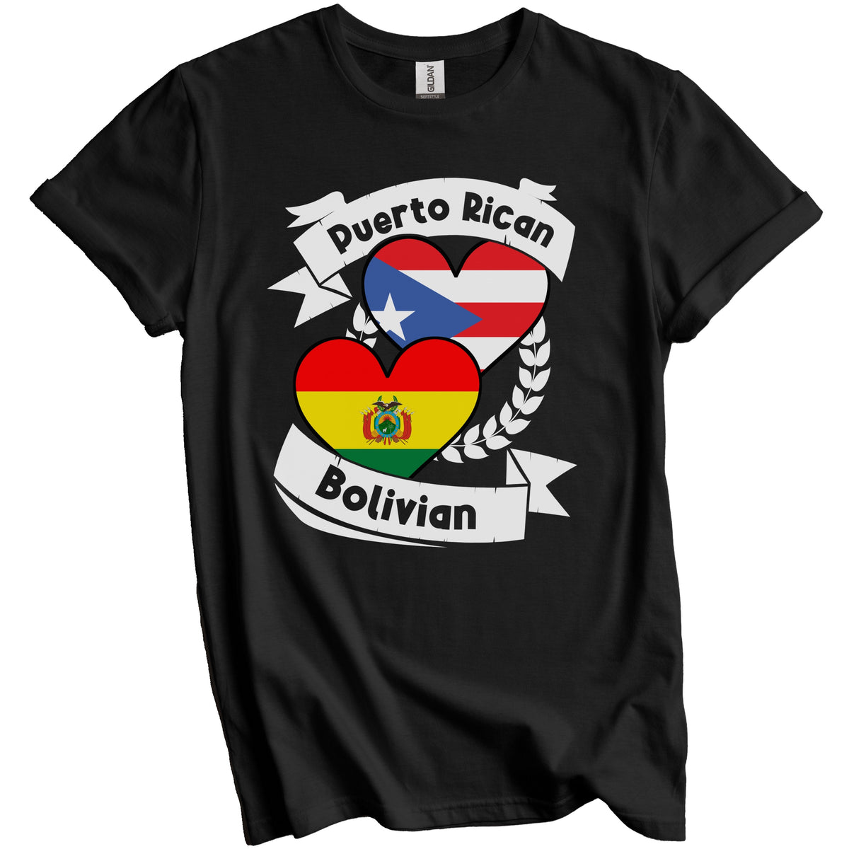 Puerto Rican Bolivian Heart Flags Puerto Rico Bolivia T-Shirt