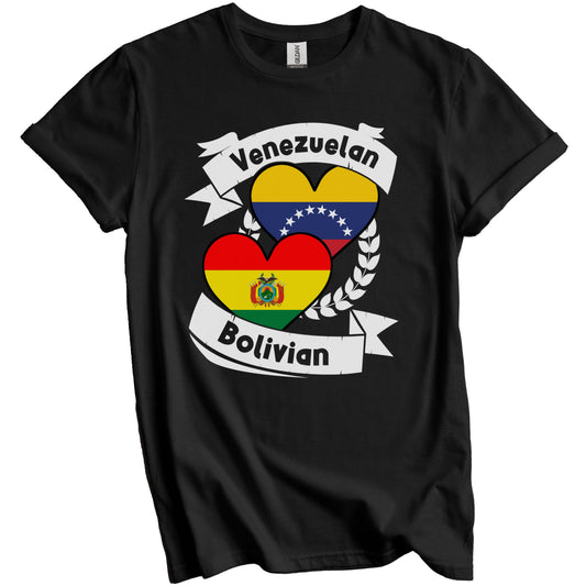 Venezuelan Bolivian Heart Flags Venezuela Bolivia T-Shirt