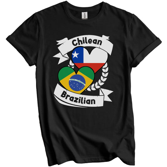Chilean Brazilian Heart Flags Chile Brazil T-Shirt