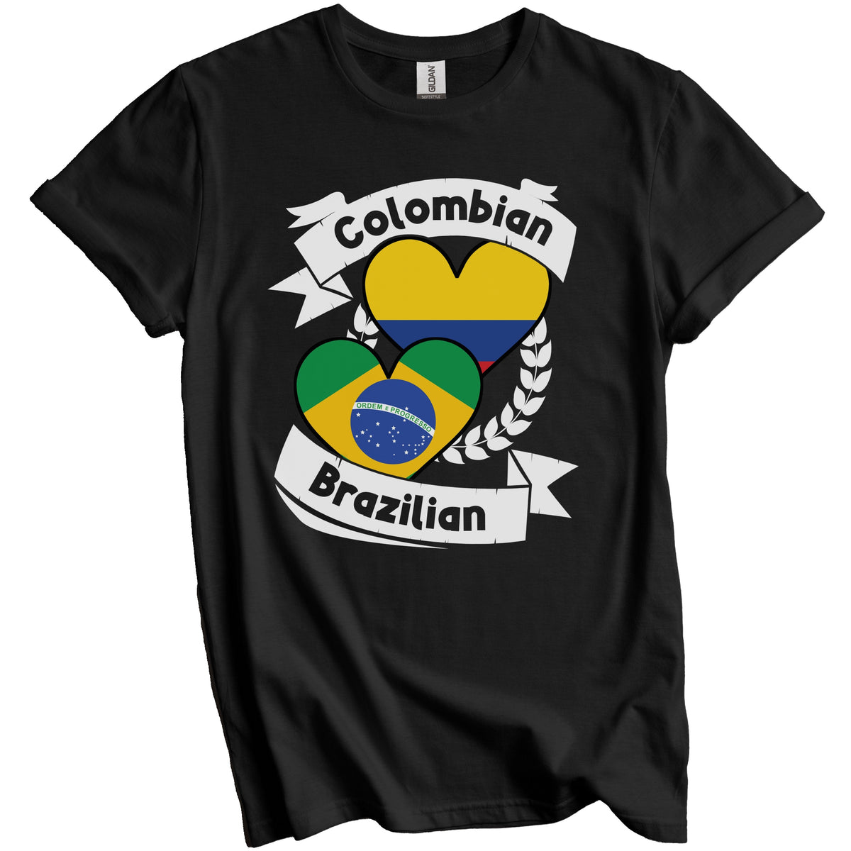 Colombian Brazilian Heart Flags Colombia Brazil T-Shirt