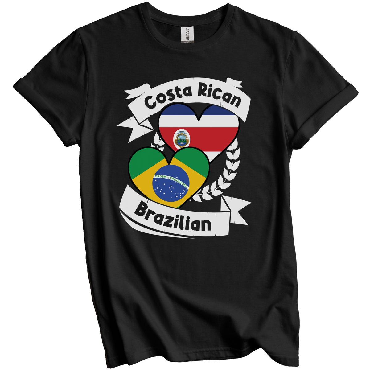 Costa Rican Brazilian Heart Flags Costa Rica Brazil T-Shirt