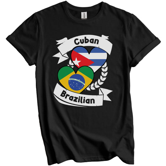 Cuban Brazilian Heart Flags Cuba Brazil T-Shirt