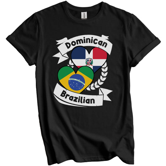 Dominican Brazilian Heart Flags Dominican Republic Brazil T-Shirt