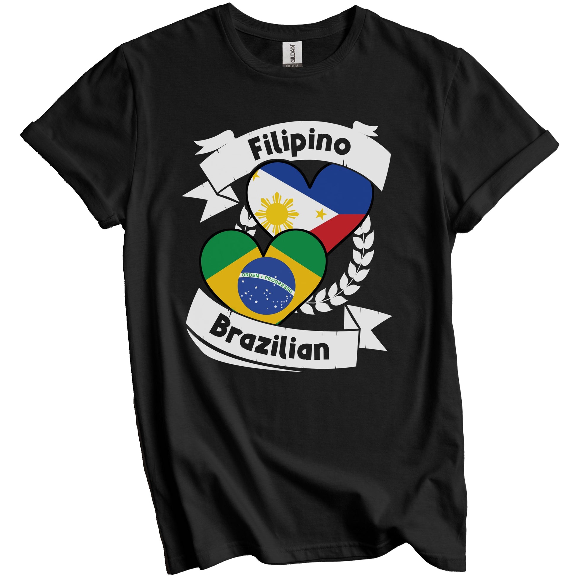 Filipino Brazilian Heart Flags Philippines Brazil T-Shirt