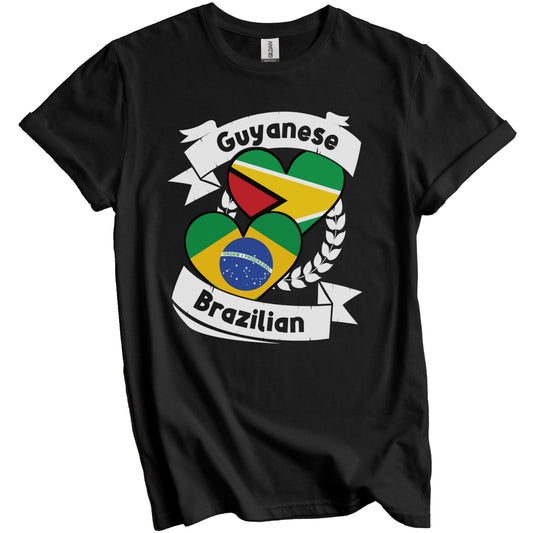 Guyanese Brazilian Heart Flags Guyana Brazil T-Shirt