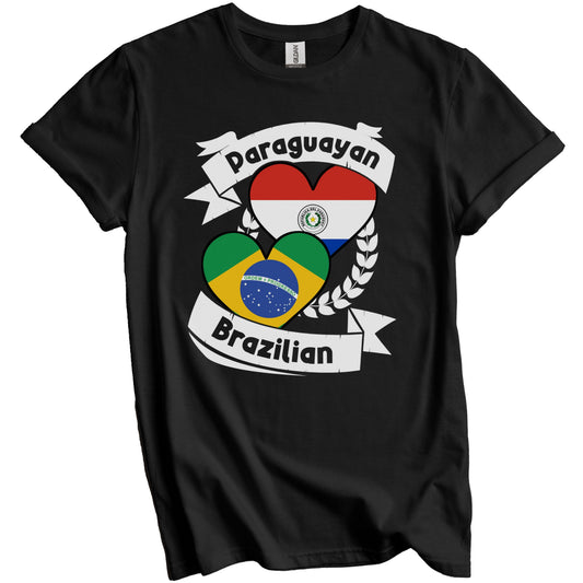 Paraguayan Brazilian Heart Flags Paraguay Brazil T-Shirt
