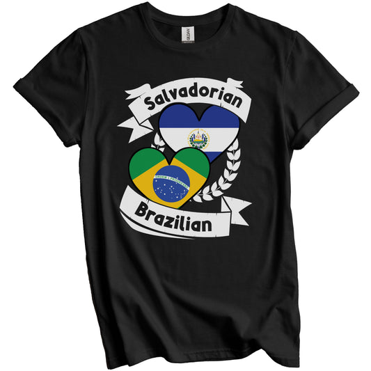 Salvadorian Brazilian Heart Flags El Salvador Brazil T-Shirt