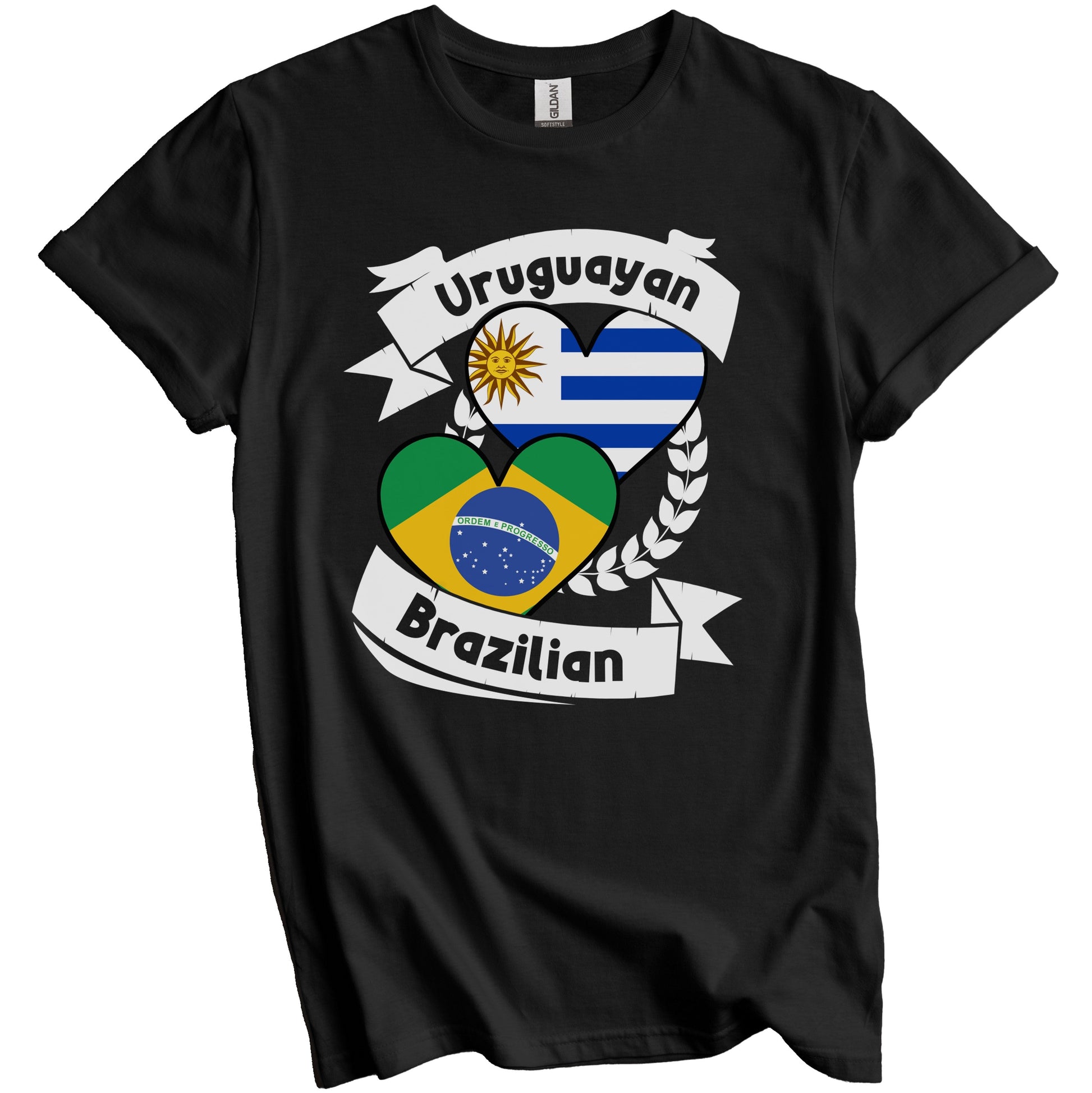 Uruguayan Brazilian Heart Flags Uruguay Brazil T-Shirt