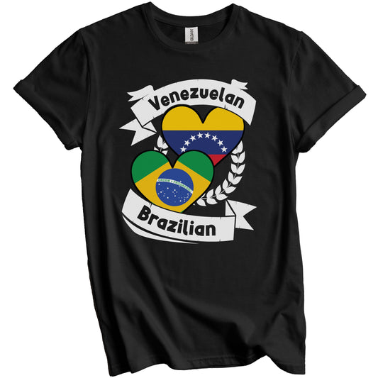 Venezuelan Brazilian Heart Flags Venezuela Brazil T-Shirt