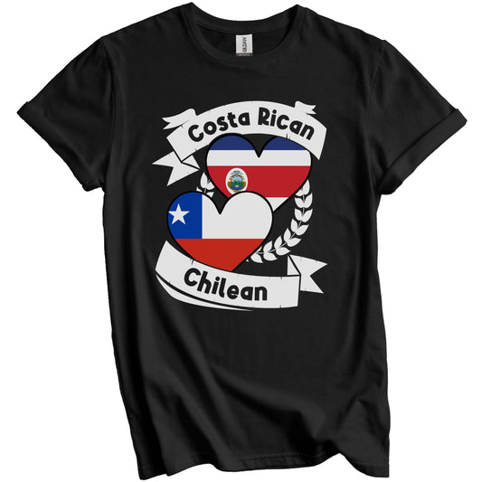 Costa Rican Chilean Heart Flags Costa Rica Chile T-Shirt