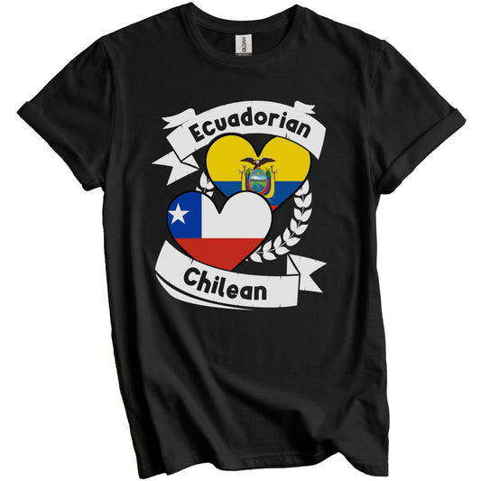 Ecuadorian Chilean Heart Flags Ecuador Chile T-Shirt