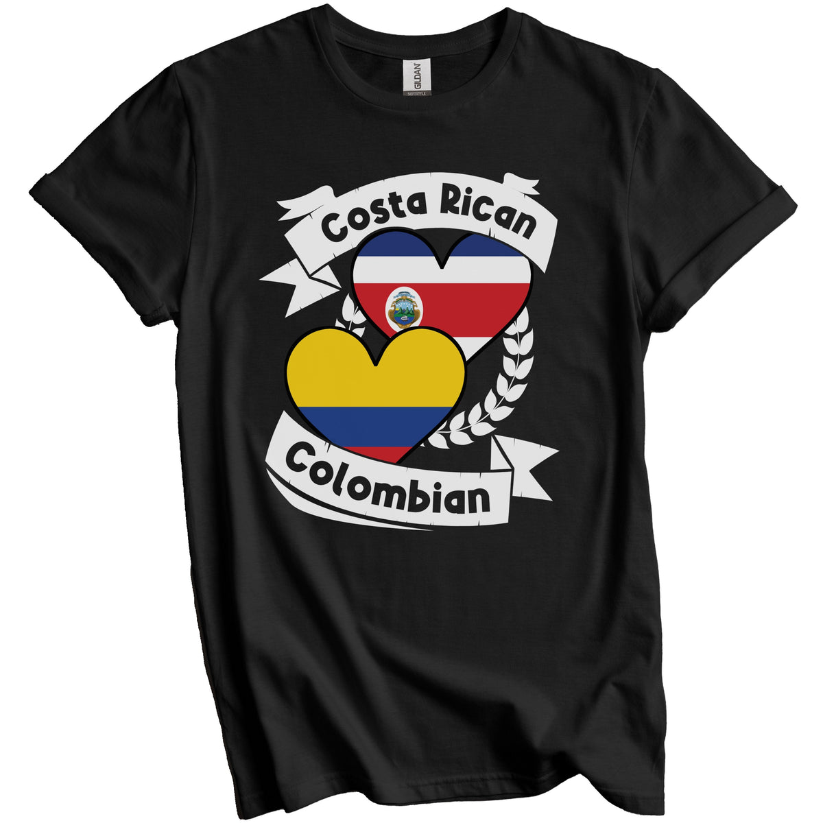 Costa Rican Colombian Heart Flags Costa Rica Colombia T-Shirt