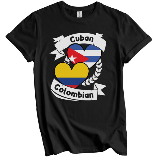 Cuban Colombian Heart Flags Cuba Colombia T-Shirt