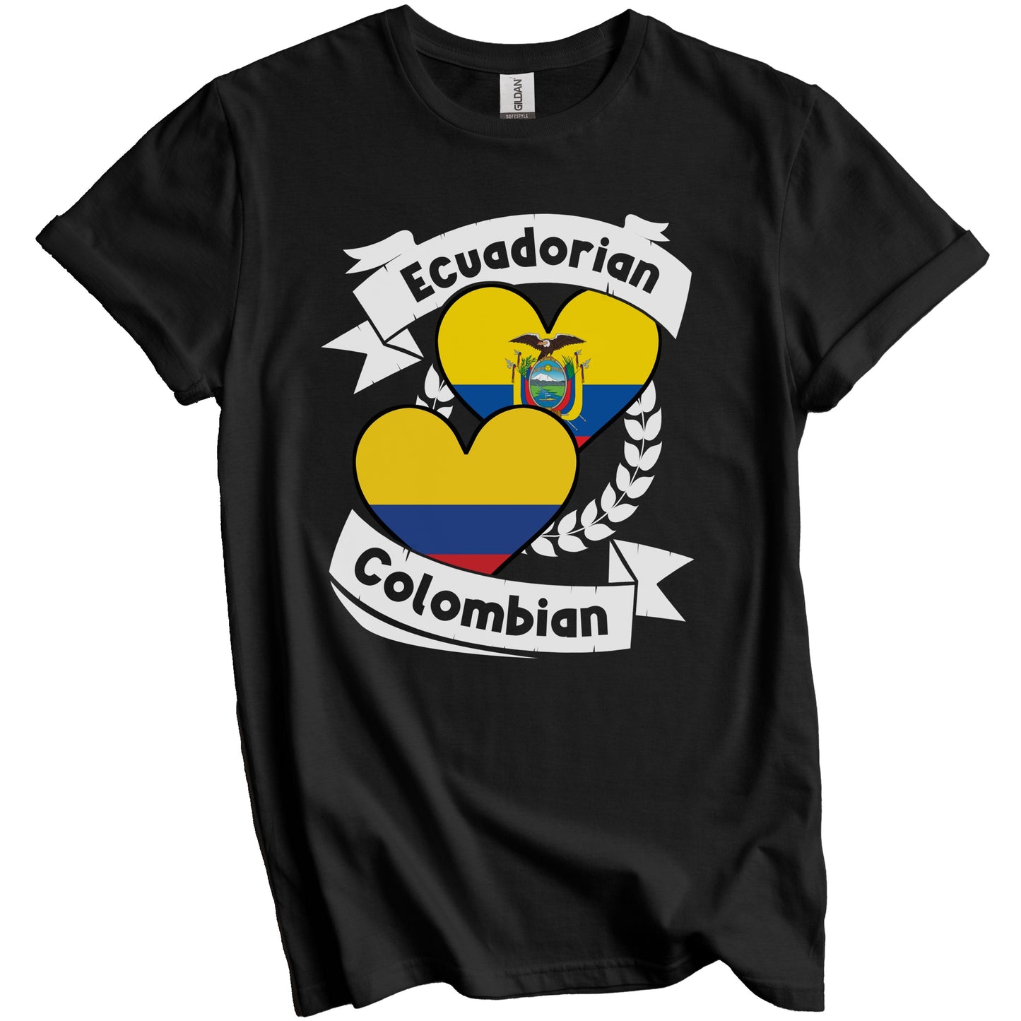 Ecuadorian Colombian Heart Flags Ecuador Colombia T-Shirt