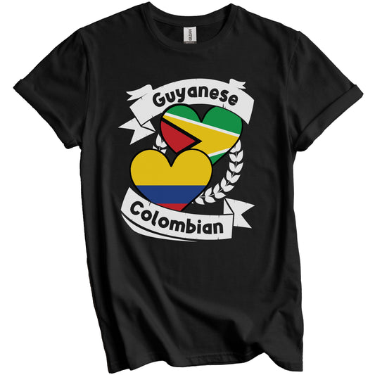 Guyanese Colombian Heart Flags Guyana Colombia T-Shirt