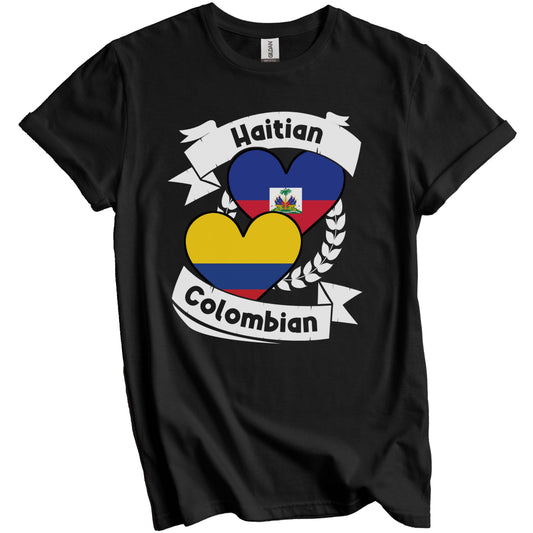 Haitian Colombian Heart Flags Haiti Colombia T-Shirt
