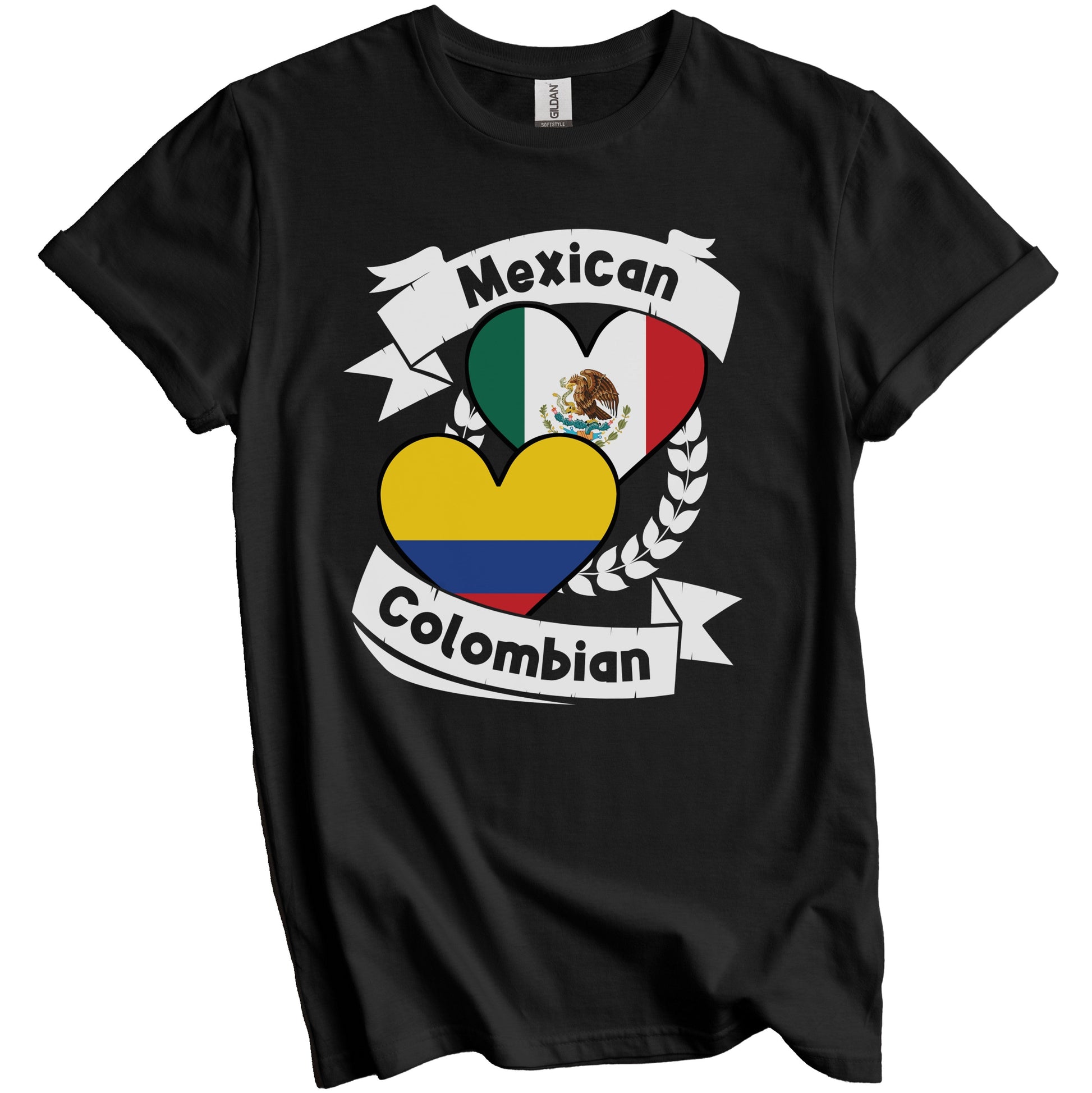 Mexican Colombian Heart Flags Mexico Colombia T-Shirt