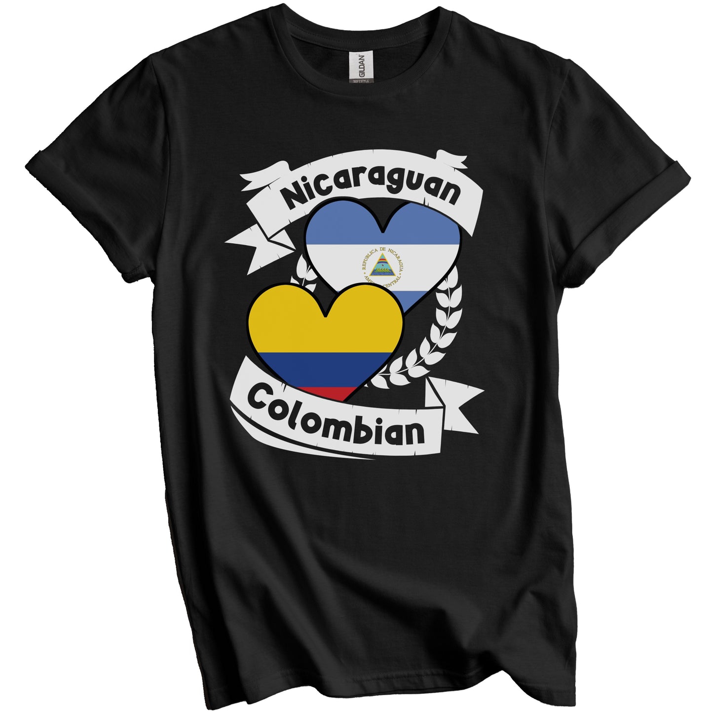 Nicaraguan Colombian Heart Flags Nicaragua Colombia T-Shirt