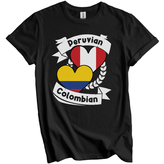 Peruvian Colombian Heart Flags Peru Colombia T-Shirt