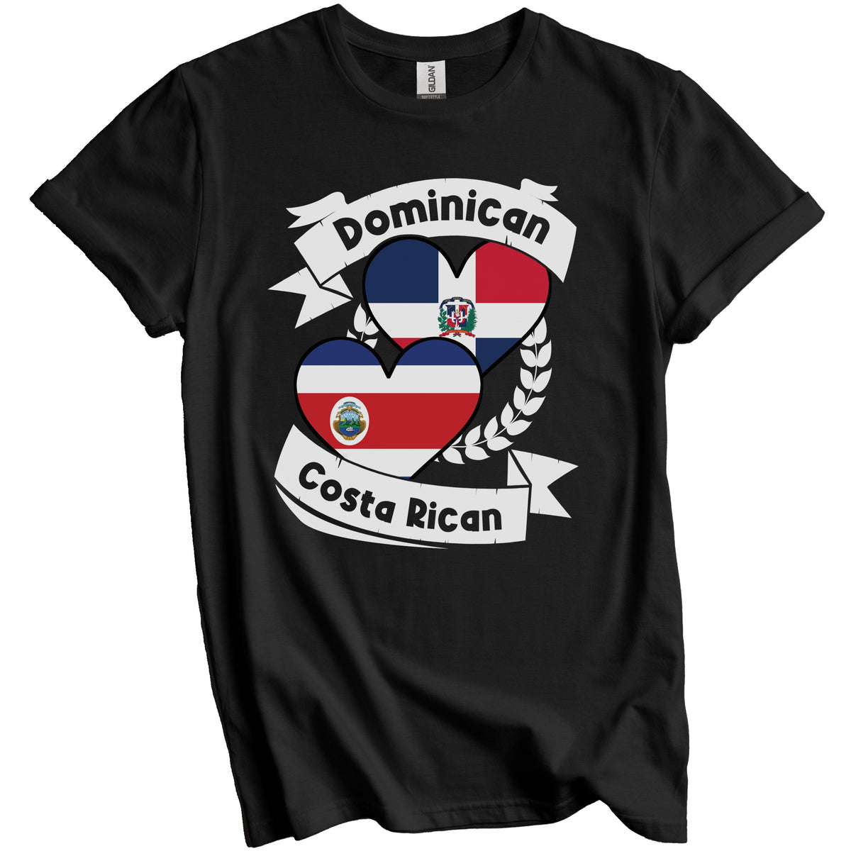 Dominican Costa Rican Heart Flags Dominican Republic Costa Rica T-Shirt