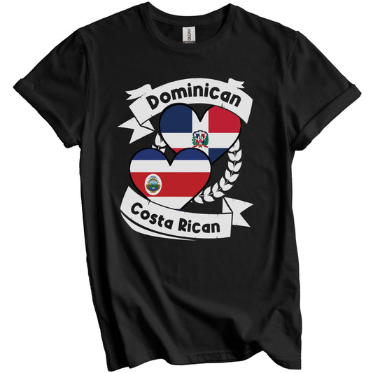Dominican Costa Rican Heart Flags Dominican Republic Costa Rica T-Shirt