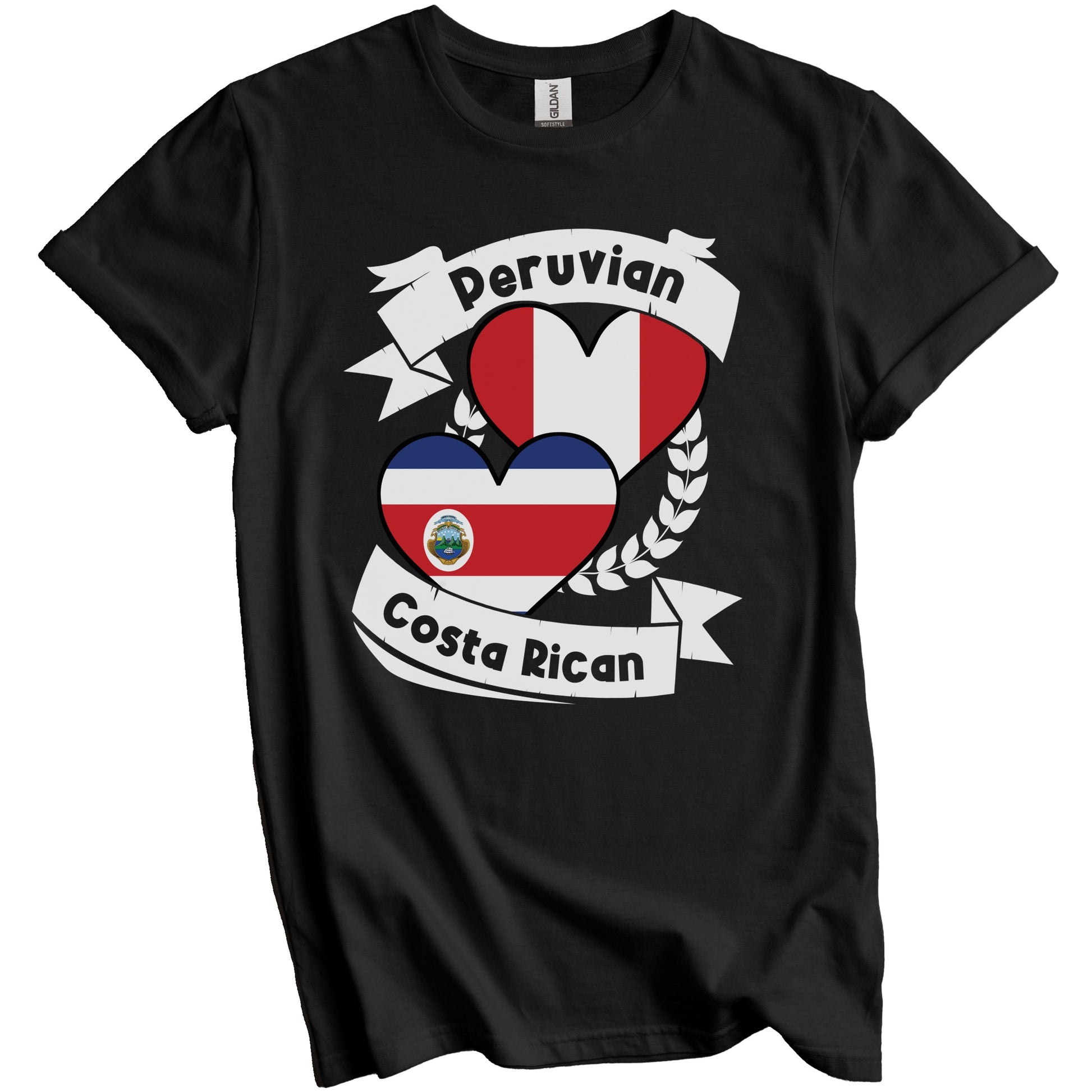 Peruvian Costa Rican Heart Flags Peru Costa Rica T-Shirt