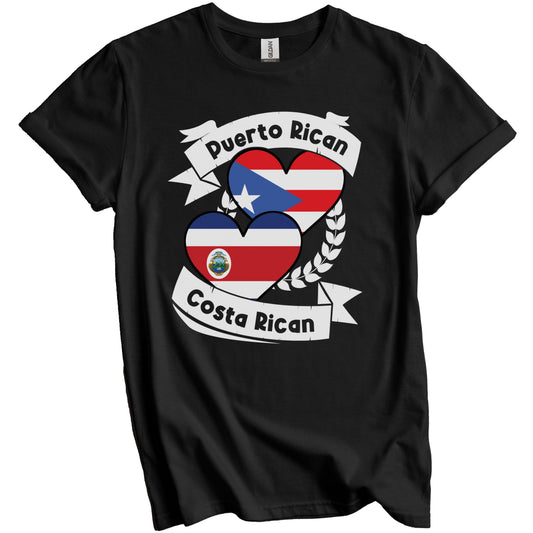 Puerto Rican Costa Rican Heart Flags Puerto Rico Costa Rica T-Shirt
