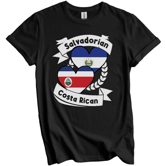 Salvadorian Costa Rican Heart Flags El Salvador Costa Rica T-Shirt