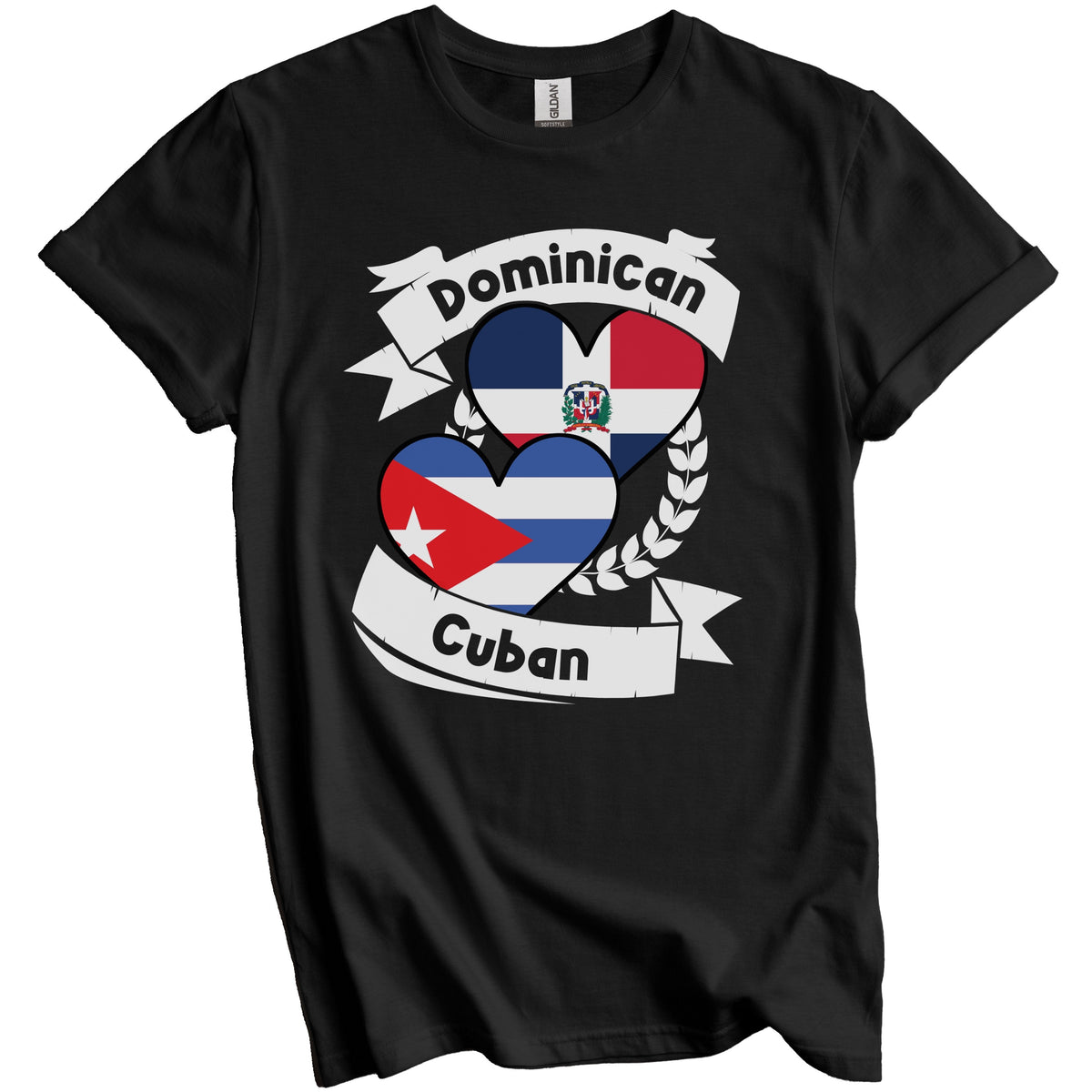 Dominican Cuban Heart Flags Dominican Republic Cuba T-Shirt