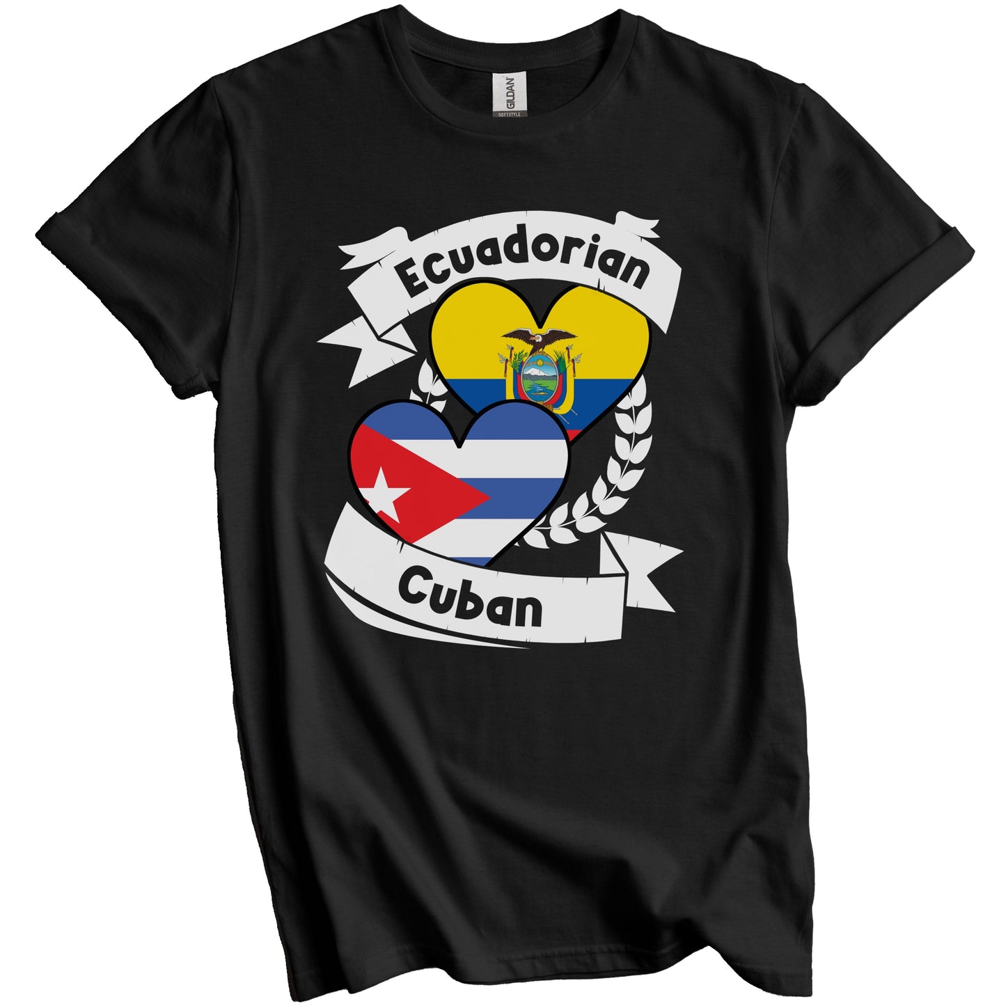 Ecuadorian Cuban Heart Flags Ecuador Cuba T-Shirt