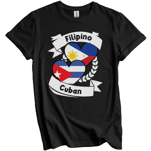 Filipino Cuban Heart Flags Philippines Cuba T-Shirt