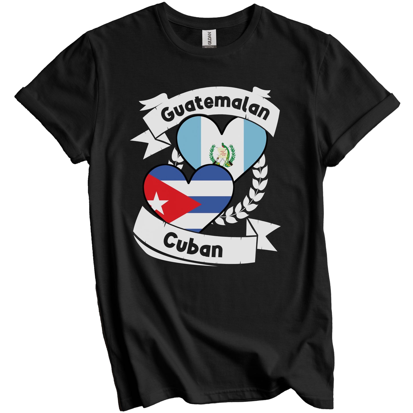 Guatemalan Cuban Heart Flags Guatemala Cuba T-Shirt