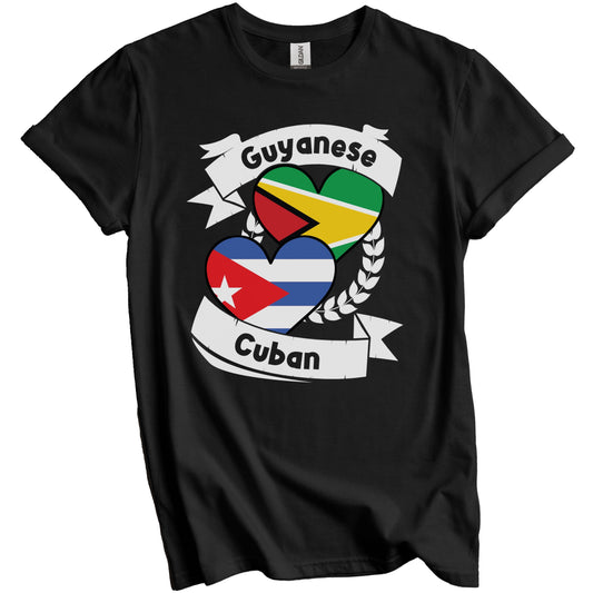 Guyanese Cuban Heart Flags Guyana Cuba T-Shirt