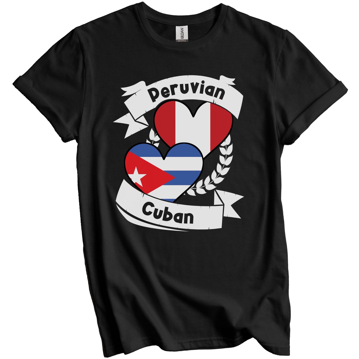 Peruvian Cuban Heart Flags Peru Cuba T-Shirt