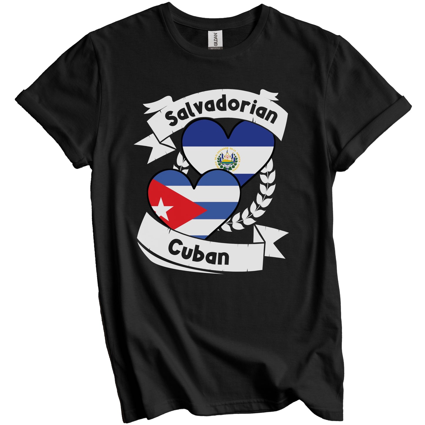 Salvadorian Cuban Heart Flags El Salvador Cuba T-Shirt