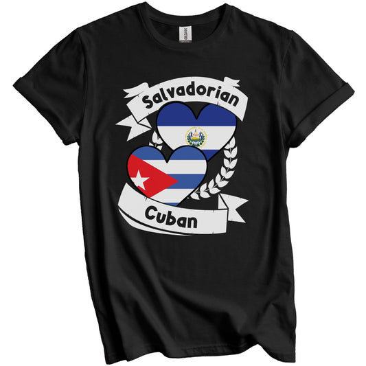 Salvadorian Cuban Heart Flags El Salvador Cuba T-Shirt
