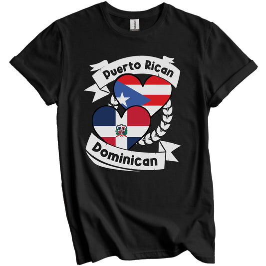 Puerto Rican Dominican Heart Flags Puerto Rico Dominican Republic T-Shirt